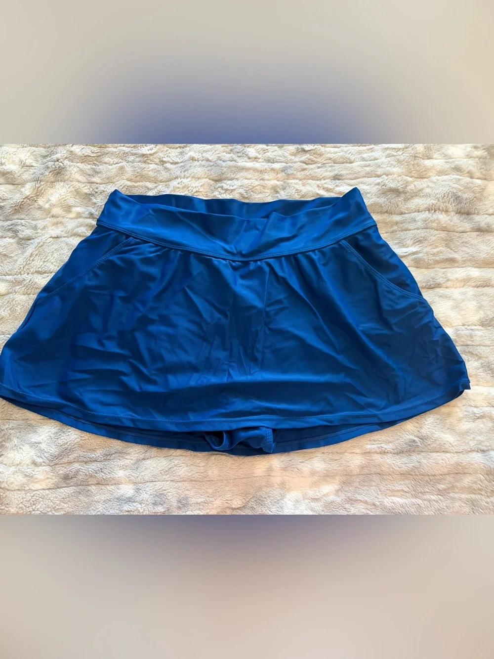 Caribbean Joe navy blue mini skirt cover up with built in shorts, size 10